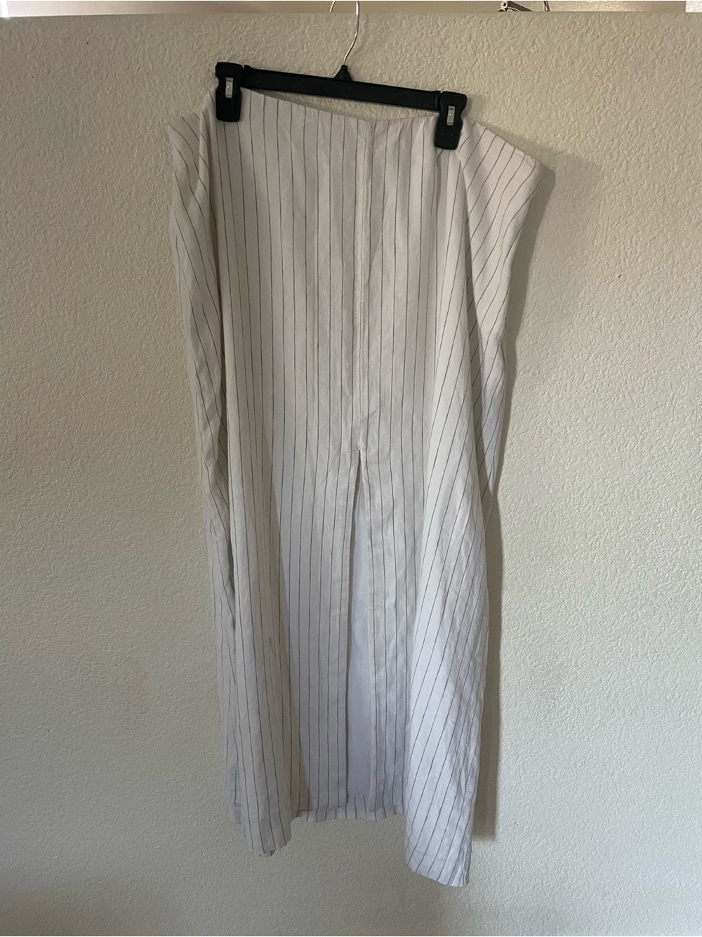 NWT Abercrombie & Fitch White Striped Linen Blend Maxi Skirt XL Front Slit